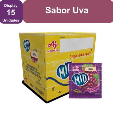 Imagem de Kit Refresco em Pó MID Sabor Uva Com 15 Unidades de 20g