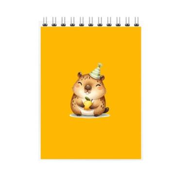 Imagem de Caderno Espiral Ilustrado com Urso Fofo de Aniversário, Capa com Personagem Aquarela, Design Infantil, Volta as Aulas 2026 (7, Amarelo)