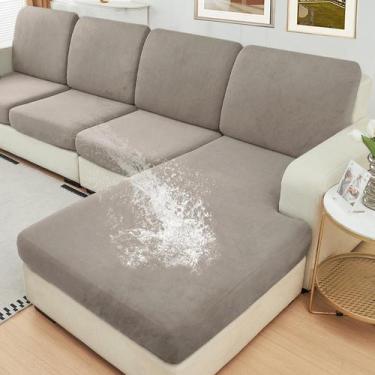 Imagem de Capa de mobiliário Capa de sofá de veludo impermeável em forma de L NA