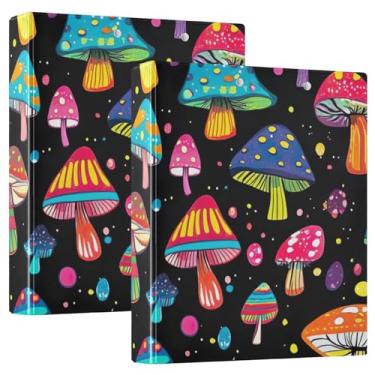 Imagem de Pasta para fichário de cogumelos com desenho animado com três anéis com prancheta de perfil, organizador de fichário de 2,5 cm de diâmetro, 1 pacote