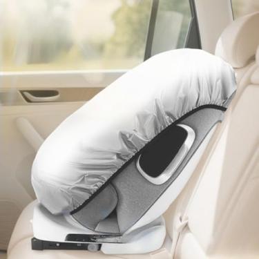 Imagem de 1 capa de volante de carro prateada em ambos os lados com bloqueio de calor refletivo para estacionamento, proteção ao ar livre e garagem, prateado