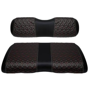 Imagem de SAMXOMAP Capas de assento de carrinho de golfe dianteiras para EZGO RXV 2008+ almofada de assento padrão, EZGO vinil couro conjunto acessórios de substituição, sem grampos, preto (2 peças)