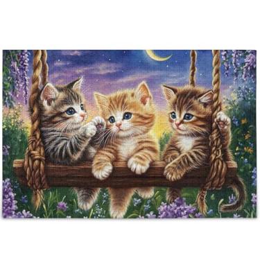 Imagem de Quebra-cabeças personalizados de gatinhos fofos para adultos 1000 peças de jogos tecnológicos presentes legais exclusivos decoração de arte pintura, 75 x 50 cm