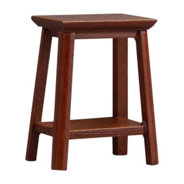 Imagem de Yunhgft Banquinho de Madeira em Miniatura, Móvel para Casa de Bonecas em Escala 1/12, Modelo de Cadeira Pequena E para Decoração de Casa de Bonecas