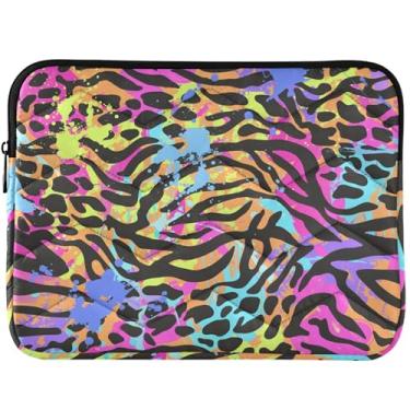 Imagem de Capa para laptop com estampa de listras de leopardo coloridas, acessórios de computador, capa universal para notebook de 13 a 14 polegadas