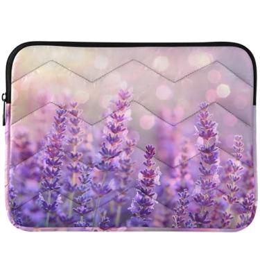 Imagem de Capa protetora para laptop com flores roxas campo lavanda capa protetora para computador capa para notebook universal 14 capa para laptop 13 polegadas