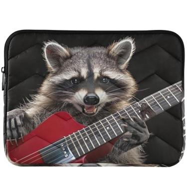 Imagem de Capa para notebook Raccoon Guitarra Elétrica Rock Acolchoada Capa para Laptop Moderna Linda Capa para Laptop Universal 14 13 Polegadas