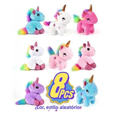 Imagem de Mini Unicórnios De Pelúcia 8 Peças 4.1 Polegadas Chaveiro Lembrancinha
