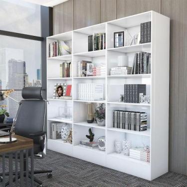 Imagem de Estante Duda 15 Prateleiras Em Mdp 162cm Carioca Móveis Branco