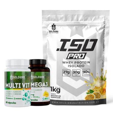 Imagem de Kit: Whey Protein Isolado ISO PRO 1kg + Ômega 3 + Multivitamínico - Soldiers Nutrition-Unissex