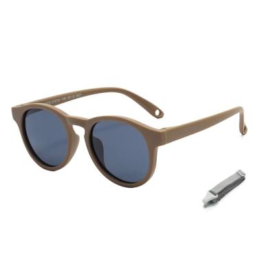 Imagem de LOLOFR Óculos de sol infantil de silicone macio ecológico de 0 a 3 anos, proteção UV polarizada, óculos de sol leves e flexíveis para bebês, C7, 115mm