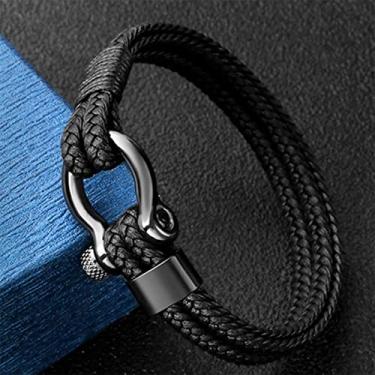 Imagem de Pulseira de corda à prova d'água com fivela de aço inoxidável masculina e feminina trançada para festa, presente masculino e feminino