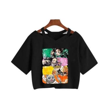 Imagem de Camiseta Feminina Demon Slayer Nezuko Kimetsu No Yaiba Cropped Tanjiro
