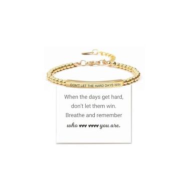 Imagem de Embtrem Pulseira Don't Let The Hard Days Win para mulheres e homens, pulseira gravada, motivacional, inspiradora, pequenas palavras, projeto, presentes para tempos difíceis, presentes, Large, Sem
