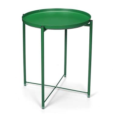 Imagem de Mesa de centro de cabeceira de ferro nórdico mesa lateral simples quarto mini mesa de canto varanda sala de estar mesas redondas pequenas mesas de canto (cor: cinza) (branco)