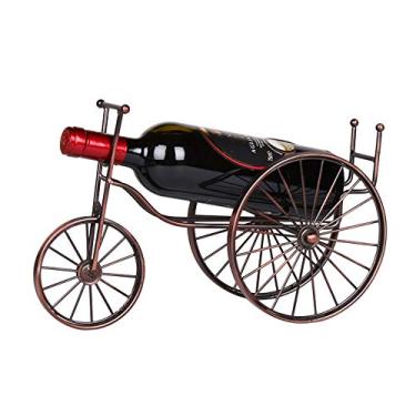Imagem de Rack de vinho 1 garrafa de bicicleta bancada de metal rack de vinho de mesa suportes de armazenamento de vinho suportes para adega de despensa de cozinha (cor: ouro rosa tamanho: 1 garrafa) (bronze 1