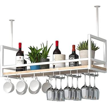 Imagem de Prateleiras de vinho tipo teto suporte de vinho prateleira de montagem no teto rack de vinho prateleira de teto loft branco rack de plantas estilo europeu suporte de garrafa de vinho montado na parede
