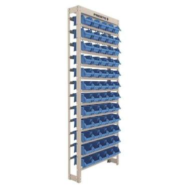 Imagem de Kit Estante+gaveteiro Nº 3 Azul 60 Peças Estrutura Aço Organizador Parafusos 60 Gavetas...