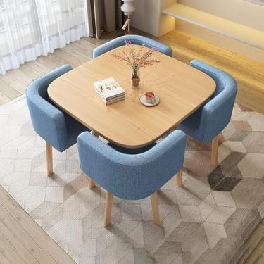 Imagem de Conjunto simples de mesa e cadeira, mesa de escritório e cadeira de forma quadrada, mesa de jantar de negócios, conjunto de mesa e cadeira de jantar, com mesa 1 mesa 4 cadeiras, para sala de estar com