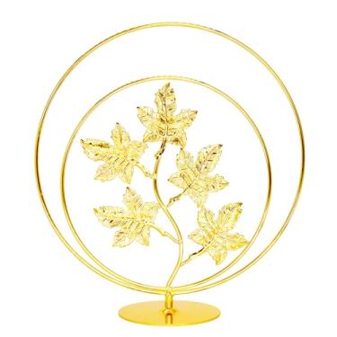 Imagem de Owlgift Suporte organizador de joias de folha de metal dourado, escultura moderna de árvore de 28,7 cm para brincos, colares e pulseiras, torre de joias decorativa e suporte de exibição para