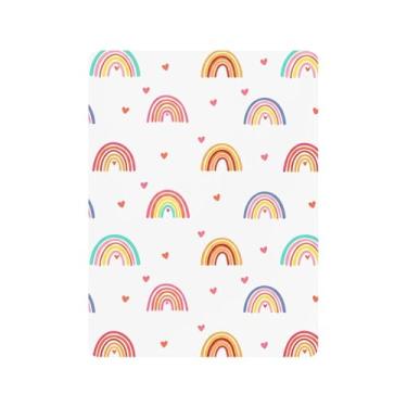Imagem de xigua Lençol de berço colorido de algodão arco-íris para meninas e meninos, lençol macio e respirável adequado para berço padrão e cama de criança pequena