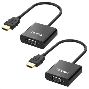 Imagem de Moread Adaptador HDMI para VGA ativo banhado a ouro, pacote com 2, macho para fêmea com cabo de alimentação micro USB e cabo de porta de áudio de 3,5 mm para PS4, MacBook Pro, Mac mini, Apple TV