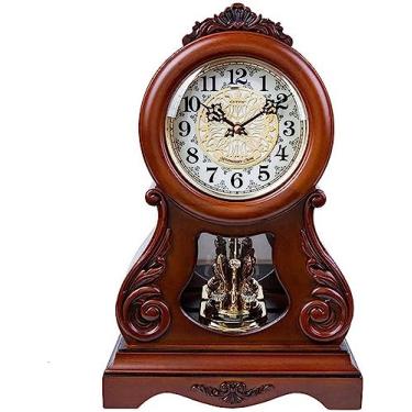 Imagem de Relógios de mesa mecânicos vintage de luxo, relógios de cornija de madeira com carrilhão. Este relógio de lugar decoivo em madeira maciça funciona com baterias.