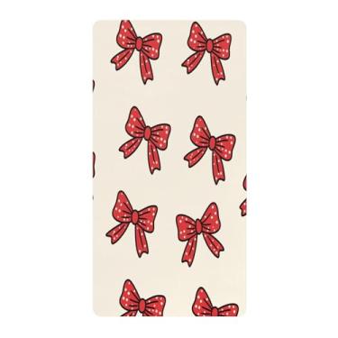 Imagem de Blueangle Lençol de berço padrão para berço infantil - Lençóis de algodão macio e respirável com laços vermelhos (96)