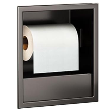 Imagem de Nicho de chuveiro de aço inoxidável - Armário de armazenamento embutido, suporte de papel higiênico e lixeira para banheiro, cozinha, sala de estar - cinza, 17 x 23 x 12,5 cm (7 x 9 x 4,9 pol.)