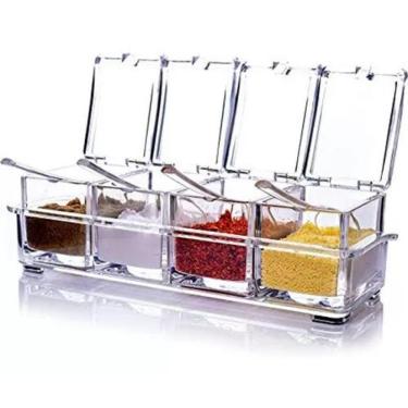 Imagem de Porta Temperos E Condimentos Acrilico 4 Potes Organizadores