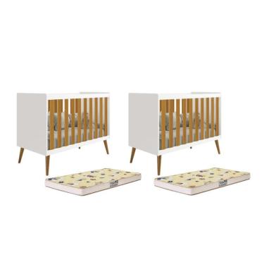 Imagem de Kit Gêmeos Berço Americano Isis com Colchões Supreme - Reller Móveis