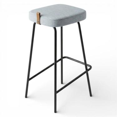 Imagem de Banqueta Alta Cozinha E área Gourmet Vik Estofada Linho Cinza - Desk Design