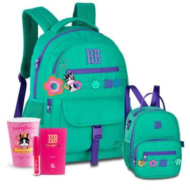 Imagem de Kit Mochila Escolar Feminina Rebecca Bonbon Lancheira RB, RB26235 Verd