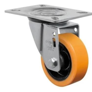 Imagem de Kit 2 Rodizio Giratorio 3 Polegadas com Placa sem Freio PU para 300kg 