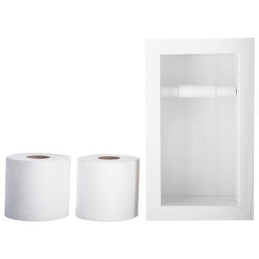 Imagem de Nicho Porta Papel Higiênico Duplo Para Banheiro Organizador Em Porcela