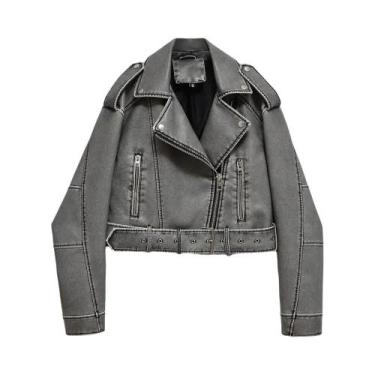 Imagem de Jaqueta Moto Feminina Oversized Vintage Em material sintético, Solta, 