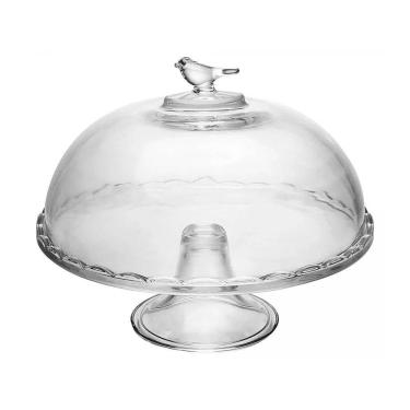 Imagem de Boleira Grande Com Pé E Tampa Em Vidro Bird 29,5x30cm Wolff