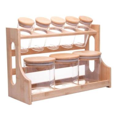 Imagem de Conjunto 8 Potes Com Tampa Hermética E Rack Em Bambu - Wolff