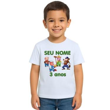Imagem de Camiseta Lobo Mau Três Porquinhos Personalizada - Use P4, Branco, Infa