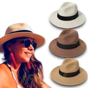 Imagem de Chapéu Praia Palha Masculino Feminino ABA MÉDIA PANAMÁ 327-Unissex