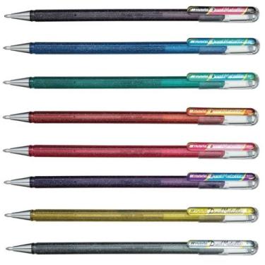 Imagem de Caneta Gel Glitter Dual Mettalic Hybrid Roller 1.0mm Pentel, Roxo/Azul