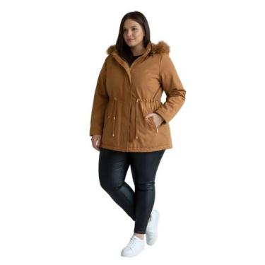 Imagem de Jaqueta ParKa Sarja Peluciada Com Capuz Removivel Plus Size - Rcv Stor