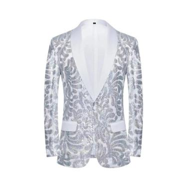 Imagem de Blazer Masculino Slim Fit Verde Com Lantejoulas, Alta Qualidade, Moda 