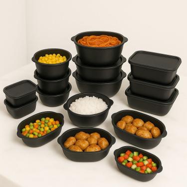 Imagem de Kit 15 Potes Herméticos De Plástico Com Tampa – Empilháveis E Ultra Resistentes Para Alimentos Preto