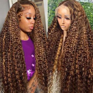Imagem de Peruca de Cabelo Humano LAINSS Deep Wave Lace Front - 28"