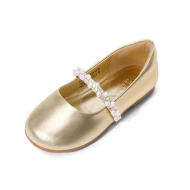 Imagem de Sapatos DREAM PAIRS Mary Jane Infantil com Tira de Pérolas Douradas Ta