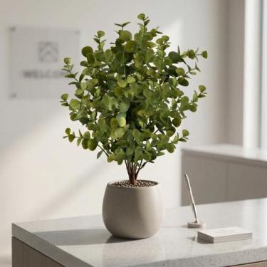 Imagem de Kit 4 Ramos de Folhagem Verde Artificial 40cm  Eucalipto para Ornament