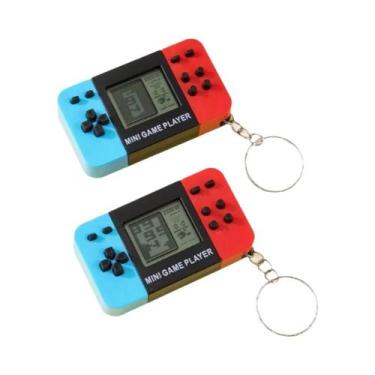 Imagem de Mini Console De Jogo Portátil Retrô Azul Com Chaveiro E Sinos Para Moc