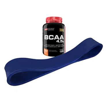 Imagem de Kit Rubber Band - azul - tensão leve 6mm espessura +Bcaa 100g tangerina - Bodybuiders
