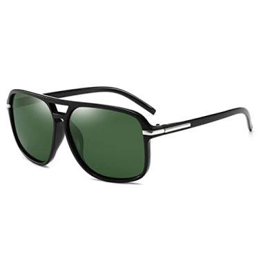 Imagem de Óculos de Sol Masculino Polarizado Quadrado UV400 (Preto-Verde)